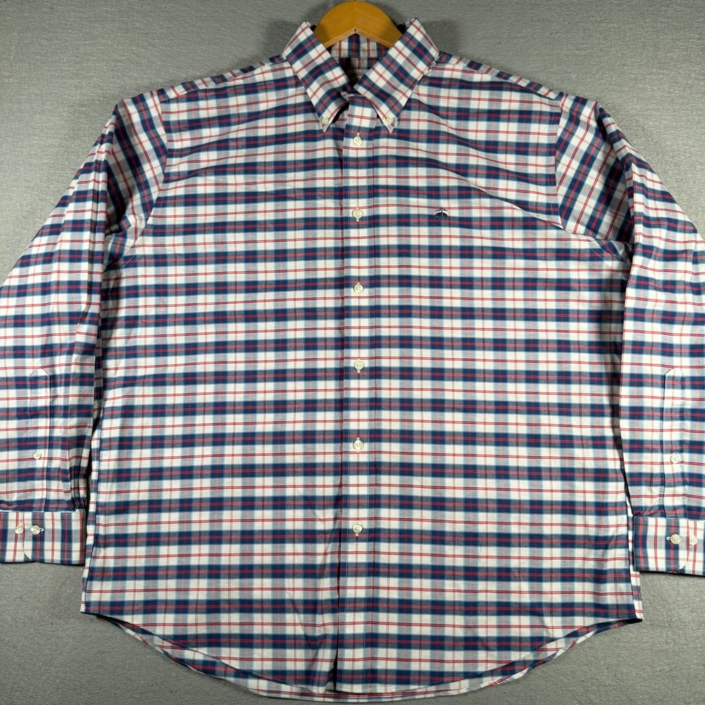 Brooks Brothers Mens XL Traditional Fit Non-Iron Stretch Plaid Button Down Shirt